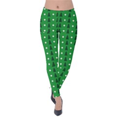 Green Christmas Tree Pattern Background Velvet Leggings