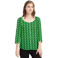 Green Christmas Tree Pattern Background Chiffon Quarter Sleeve Blouse by Paksenen