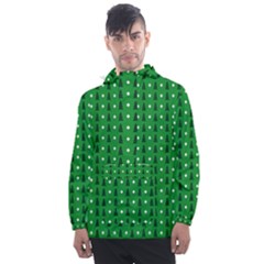 Green Christmas Tree Pattern Background Men s Front Pocket Pullover Windbreaker