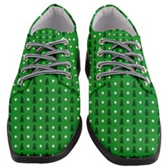 Green Christmas Tree Pattern Background Women Heeled Oxford Shoes