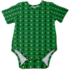 Green Christmas Tree Pattern Background Baby Short Sleeve Bodysuit