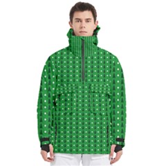 Green Christmas Tree Pattern Background Men s Pullover Zip Ski And Snowboard Waterproof Breathable Jacket by Paksenen