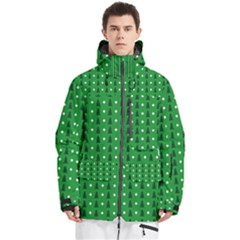 Green Christmas Tree Pattern Background Men s Multi Pockets Zip Ski And Snowboard Waterproof Breathable Jacket