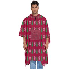 Snowflake Christmas Tree Pattern Men s Hooded Rain Ponchos