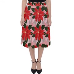 Poinsettia Pattern Seamless Pattern Christmas Xmas Classic Midi Skirt by Paksenen