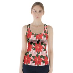 Poinsettia Pattern Seamless Pattern Christmas Xmas Racer Back Sports Top