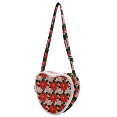 Poinsettia Pattern Seamless Pattern Christmas Xmas Heart Shoulder Bag