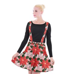 Poinsettia Pattern Seamless Pattern Christmas Xmas Suspender Skater Skirt