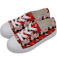 Poinsettia Pattern Seamless Pattern Christmas Xmas Kids  Low Top Canvas Sneakers