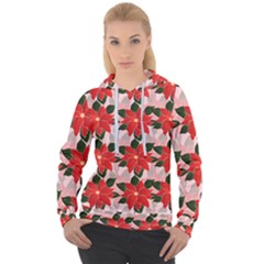 Poinsettia Pattern Seamless Pattern Christmas Xmas Women s Overhead Hoodie