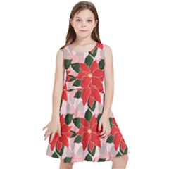 Poinsettia Pattern Seamless Pattern Christmas Xmas Kids  Skater Dress