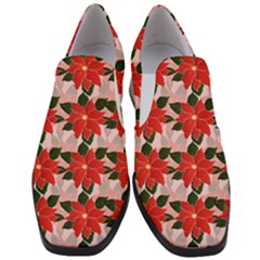 Poinsettia Pattern Seamless Pattern Christmas Xmas Women Slip On Heel Loafers