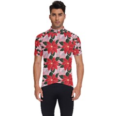 Poinsettia Pattern Seamless Pattern Christmas Xmas Men s Short Sleeve Cycling Jersey