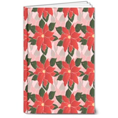 Poinsettia Pattern Seamless Pattern Christmas Xmas 8  X 10  Hardcover Notebook by Paksenen