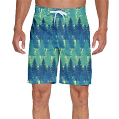 Christmas Trees Pattern Digital Paper Seamless Men s Beach Shorts