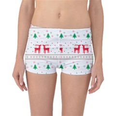 Red Green And Blue Christmas Themed Illustration Boyleg Bikini Bottoms