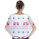 Red Green And Blue Christmas Themed Illustration Batwing Chiffon Blouse View2