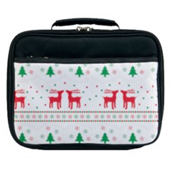 Red Green And Blue Christmas Themed Illustration Lunch Bag by Paksenen