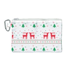 Red Green And Blue Christmas Themed Illustration Canvas Cosmetic Bag (medium) by Paksenen