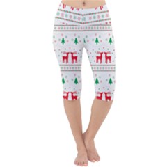 Red Green And Blue Christmas Themed Illustration Lightweight Velour Cropped Yoga Leggings