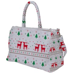 Red Green And Blue Christmas Themed Illustration Duffel Travel Bag