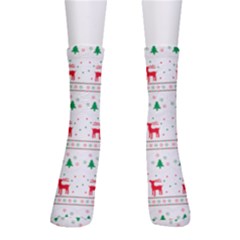 Red Green And Blue Christmas Themed Illustration Crew Socks by Paksenen