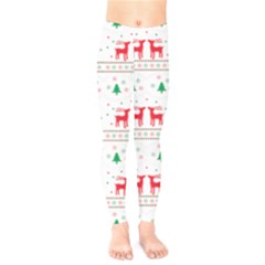 Red Green And Blue Christmas Themed Illustration Kids  Classic Winter Leggings