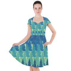 Christmas Trees Pattern Digital Paper Seamless Cap Sleeve Midi Dress With Pockets