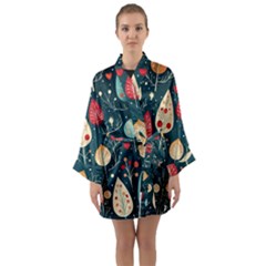 Christmas Tree Pattern Long Sleeve Satin Kimono