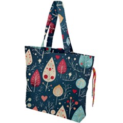 Christmas Tree Pattern Drawstring Tote Bag