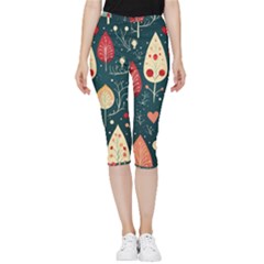 Christmas Tree Pattern Inside Out Lightweight Velour Capri Leggings 