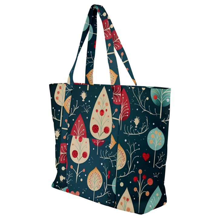 Christmas Tree Pattern Zip Up Canvas Bag