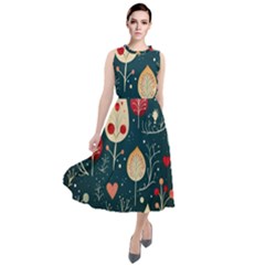 Christmas Tree Pattern Round Neck Boho Dress