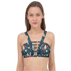 Christmas Tree Pattern Cage Up Bikini Top