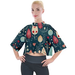 Christmas Tree Pattern Mock Neck T-shirt