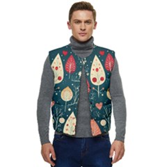 Christmas Tree Pattern Men s Button Up Puffer Vest	