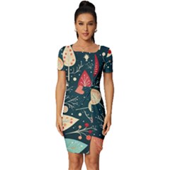 Christmas Tree Pattern Fitted Knot Split End Bodycon Dress