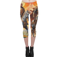 Heroic Trump Warrior In Golden Armor Capri Leggings  by AwesomeSauce