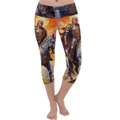 Heroic Trump Warrior In Golden Armor Capri Yoga Leggings by AwesomeSauce