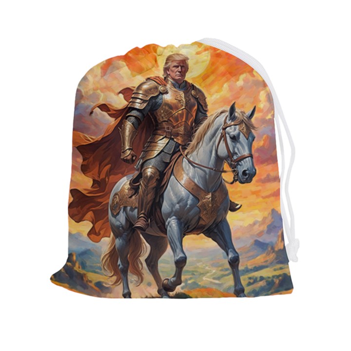 Heroic Trump Warrior in Golden Armor Drawstring Pouch (2XL)