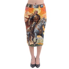 Heroic Trump Warrior In Golden Armor Midi Pencil Skirt by AwesomeSauce