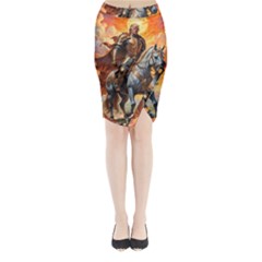 Heroic Trump Warrior In Golden Armor Midi Wrap Pencil Skirt by AwesomeSauce