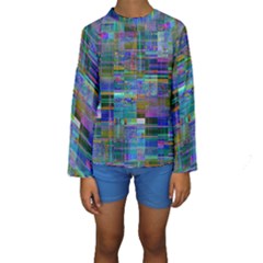 Glitch Chaos Print Kids  Long Sleeve Swimwear