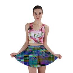 Glitch Chaos Print Mini Skirt