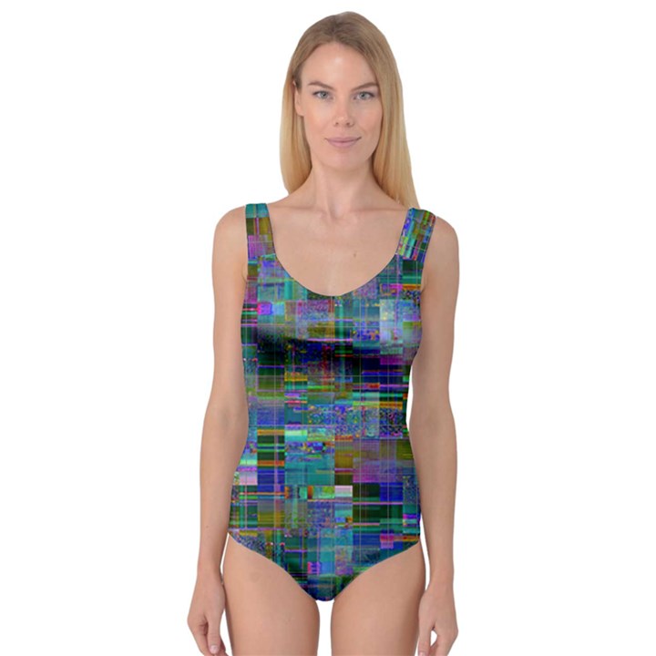 Glitch Chaos Print Princess Tank Leotard 