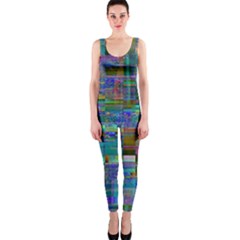 Glitch Chaos Print One Piece Catsuit