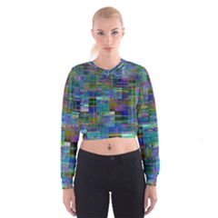 Glitch Chaos Print Cropped Sweatshirt