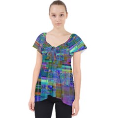 Glitch Chaos Print Lace Front Dolly Top