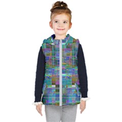 Glitch Chaos Print Kids  Hooded Puffer Vest