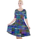 Glitch Chaos Print Quarter Sleeve A-Line Dress With Pockets View1